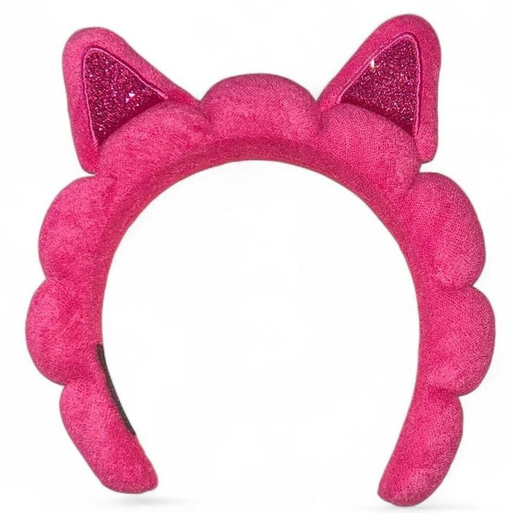 Kawaii Hot Electric Pink Glitter Cat Ears Puff Puffy Headband Dopamine GameGirl